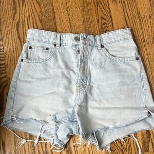 Zara Light Blue Distressed Denim Shorts
